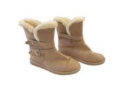 Airwalk Faux Suede & Fur Pull-On Boots Beige Size 8.5 Minimalist Gorpcore Boho