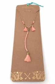 SHIRALEAH Amalia Chain Tassel Coral Necklace NWT