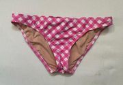 J Crew Factory Hot Pink White Gingham Plaid Bikini Bottom Swim Size S