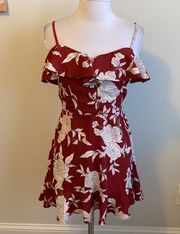 Band Of Gypsies Red Cream Floral Minidress