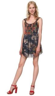 Desigual Niels Dress Small Floral Mesh Multicolor‎ Stretch Sleeveless Womens