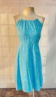 Vineyard vines blue embroidered halter neck sundress size 6