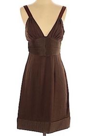 𝅺CATHERINE Malandrino Brown Cocktail Ruched Dress Size 4