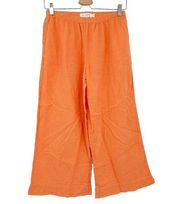 Fresh Produce Womens 100% Cotton Gauzy Beachy Pull On Crop Pants Size M Orange