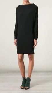 Norma Kamali Long-sleeve Asymmetric-neck Sheath Dress In Black XS
