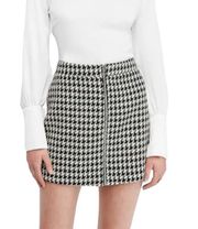 Black and White Wool Skirt with Zip front