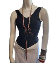 Johnny Was Braided Fabric & Leather Tassel Necklace