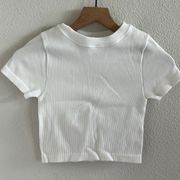 Joy Lab White Active Baby Tee Stretchy Ribbed White Neutral XS