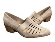 Maurices Bella Slip On Pointed Toe Chop Out Heel Shoe Beige Womens Size 7.5M