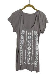 Garnet Hill Gray  Embroidered blouse XS