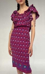 NWOT Vintage Authentic Christian Dior 100% Silk Floral Dress Size 8