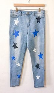 Lightwash Star Painted Hi-Rise Skinny Jeans