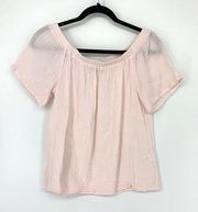 Michael Stars Top Women's Sz S Casual Blouse Short Sleeve Off the Shoulder Pink