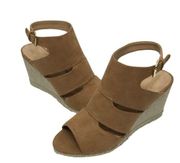 APT 9 SZ 10 Medium Wedges Shoes Open-Toe Desert Tan Buckle Closure Womens New