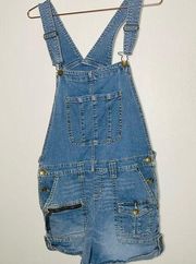 Vintage Zana Di Denim Overalls Shorts Adjustable Straps Zip Pockets size 15