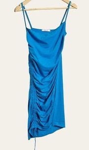 Derek Lam 10 Crosby Blue Ruched Asymmetric Sleeveless Cami Mini Dress S