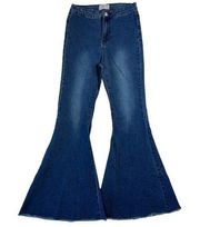 Blank Paige Jeans Medium High Waist Super Flare Bell Bottom Jeans Boho Festival