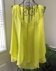 E Hanger M lime yellow sheer sleeveless Top size L