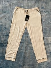 Chaser Cream Metallic Gold Black Trim Casual Lounge Pants Medium