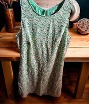 Southern tide size 14, white crocheted dress with green lining new with tag