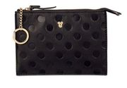 Parks Minnie Mouse Black Label Collection Leather Zip Pouch Gold Keyring