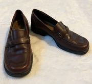 Cherokee Classic Brown Leather Loafers Size 6 Academia Work Shoes