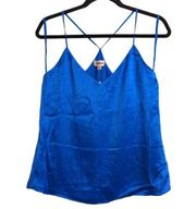 L'Agence Womens Kylee Camisole Cami Tank Top Blue Silk Charmeuse V Neck XS New