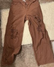 Madden Nyc Hi Waist Brown Ripped Jeans