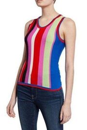 Diane von Furstenberg Carolina Color Block Stripe Knit Tank Top Size Small