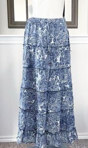 Rachel Zoe Tiered Maxi Skirt Cotton Floral Print Size M NWT