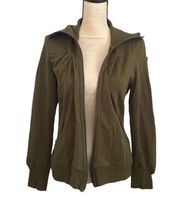 Cutter & Buck Army Green Pleated Collar Full Zip Coat Utility Jacket size Medium