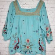 Johnny Was  “Lucy” embroidered artesian blouse