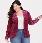 Torrid Pink/Red Burnout Velvet Paisley Long Sleeve Blazer