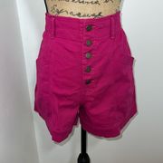 Knox Rose Magenta 5 Button High-waist Shorts