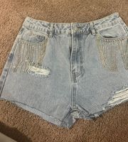 Rhinestone Jean Shorts