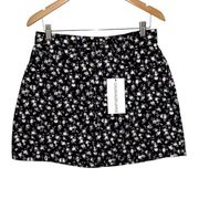 Calvin Klein Women's Denim Floral Print Mini Skirt High Rise Black Size 33” NWT