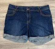 Dark Blue Denim Cuffed Bottom Women's Jean Shorts Size 18