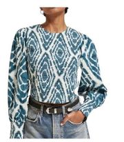 Scotch & Soda Smocked Tie Dye Bow Back Blouse