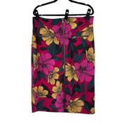 Worthington Bright Floral Full Front Zipper Pencil Skirt