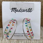 Madewell Silver & Multi-Colored Beaded Hoop Earrings. New with Tag! (NWT)