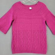 Worthington Women Sweater Size S Pink Preppy Sparkle Classic Short Sleeve Knit
