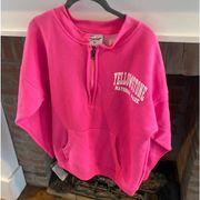 Hot Pink Yellowstone Spell Out Medium Quarter Zip Pullover