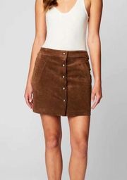 Blank NYC Caramel Macchiato Suede Leather Snap Front Mini Skirt 30 NWT
