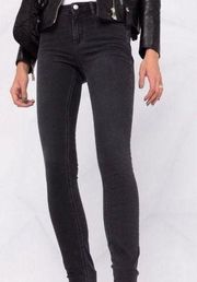 Acne Studios Climb Skinny Jeans in Used Black Raw Hem Women’s Size 30 ALTERED