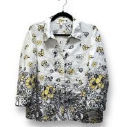 JM Collection Women's Floral Linen V-Neck Blouse Long Sleeve Multicolor Size 18