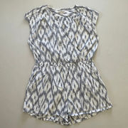 Toad & Co Romper Womens Extra Large Shakti Ikat White Grey Pockets Coastal