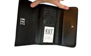 KUT FROM THE KLOTH Black White Striped Slimfold Wallet Vegan Leather NEW