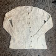 Vintage Y2K  fitted white button up cable knit cardigan sz S