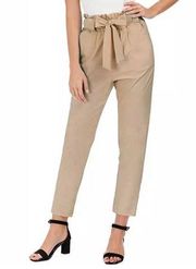 Maison Jules NWT Paperbag Pleated Tan Cropped Casual Pants size Large