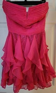 New Without Tags Women's Arden B Barbie Hot Pink Lace Strapless Dress Small